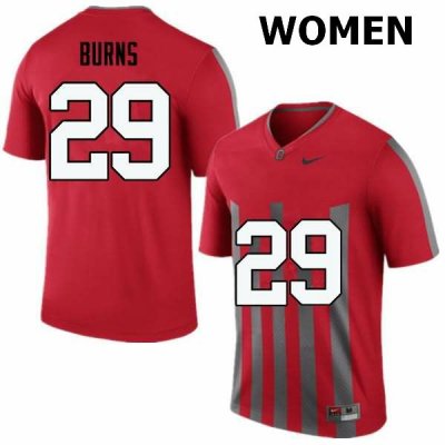 NCAA Ohio State Buckeyes Women's #29 Rodjay Burns Throwback Nike Football College Jersey IJF6545SI